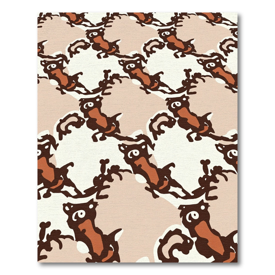 Brown Whimsical Critter Repeating Pattern Rug