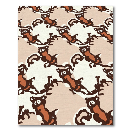 Brown Whimsical Critter Repeating Pattern Rug