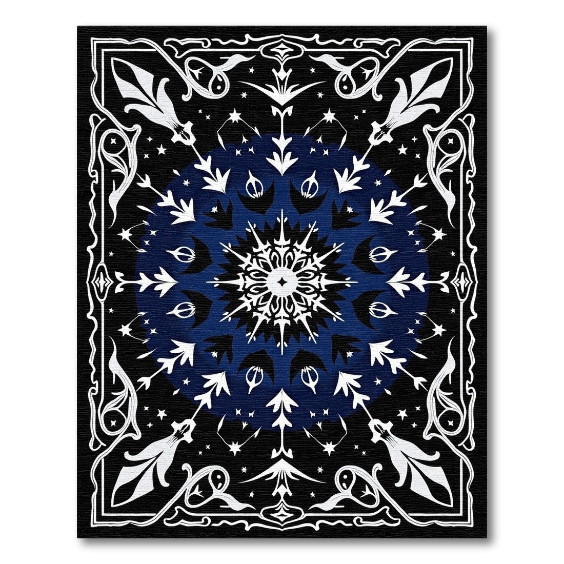 Deep Blue Celestial Starburst Medallion Rug