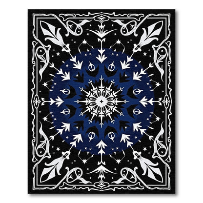 Deep Blue Celestial Starburst Medallion Rug