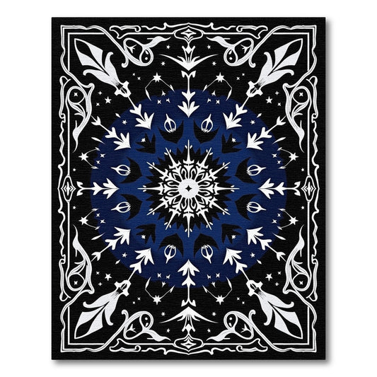 Deep Blue Celestial Starburst Medallion Rug