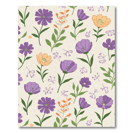 Vibrant Purple Orange Floral Sprig Rug