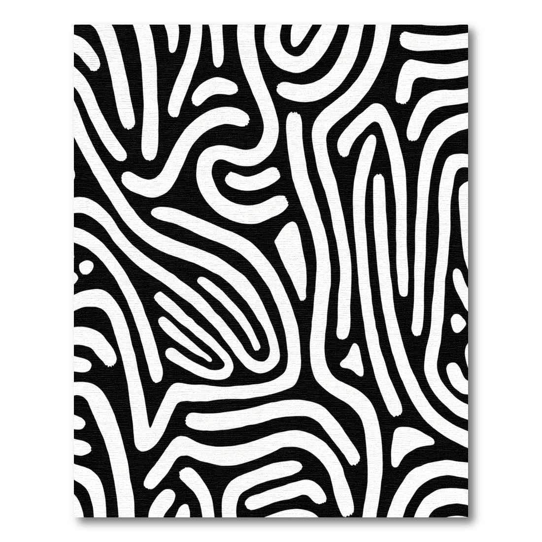 Black and White Organic Maze Rug