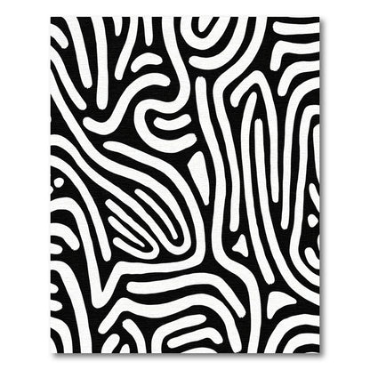 Black and White Organic Maze Rug