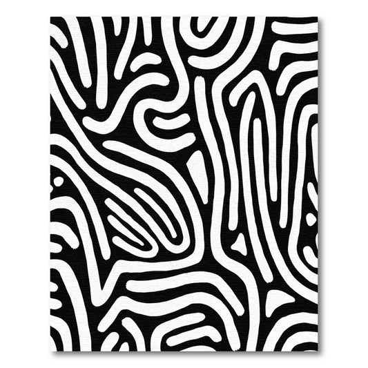 Black and White Organic Maze Rug