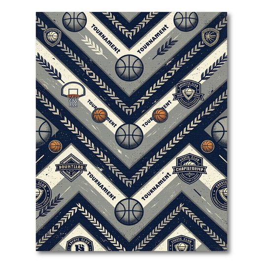 Vintage Athletic Basketball Chevron Stripe Rug