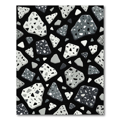 Modern Black Gray Terrazzo Chic Rug