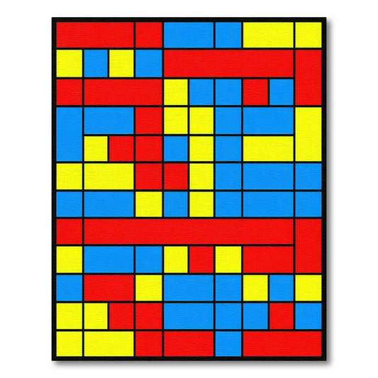 Bold Red Blue Yellow Geometric Rug