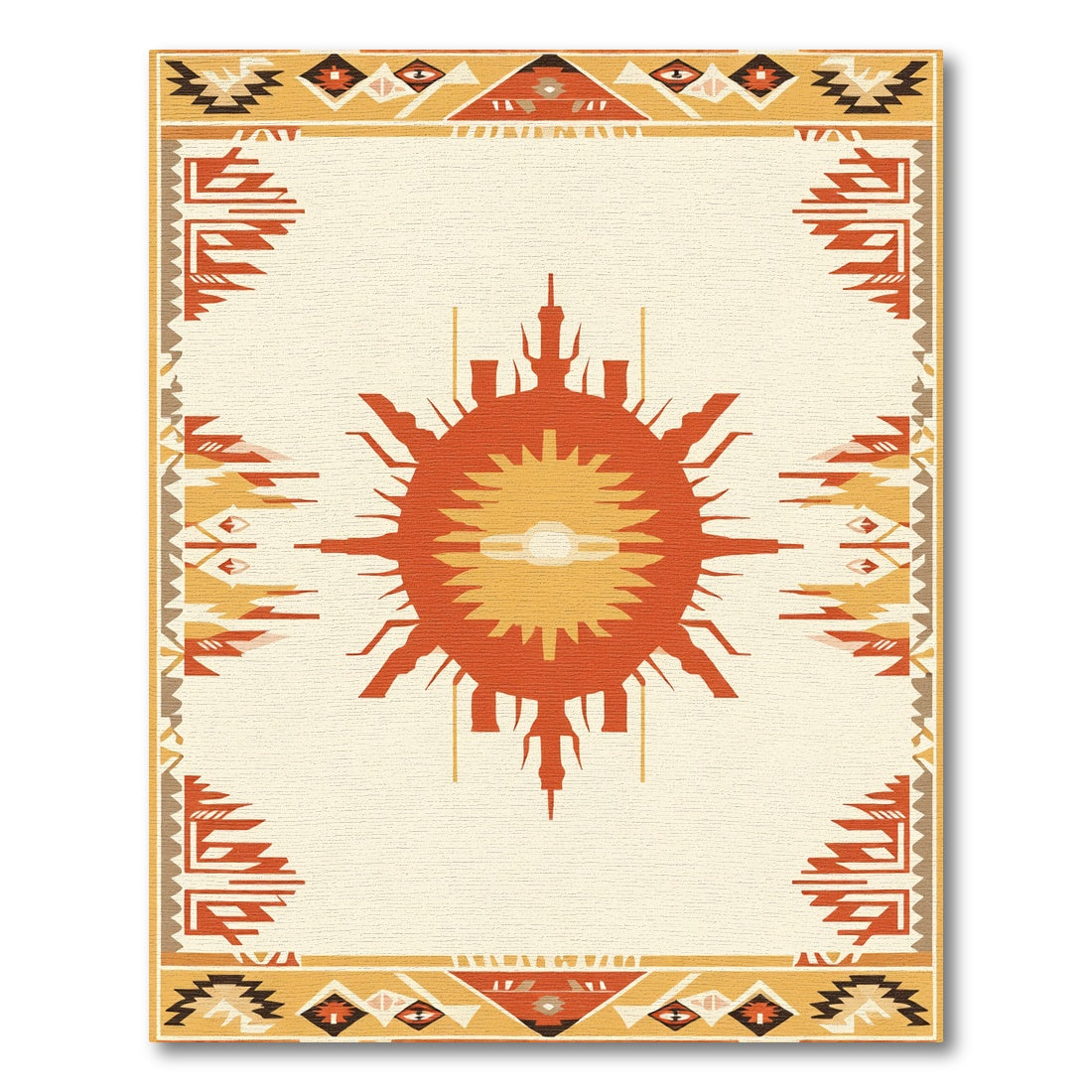 Terracotta Tribal Sun Medallion Rug