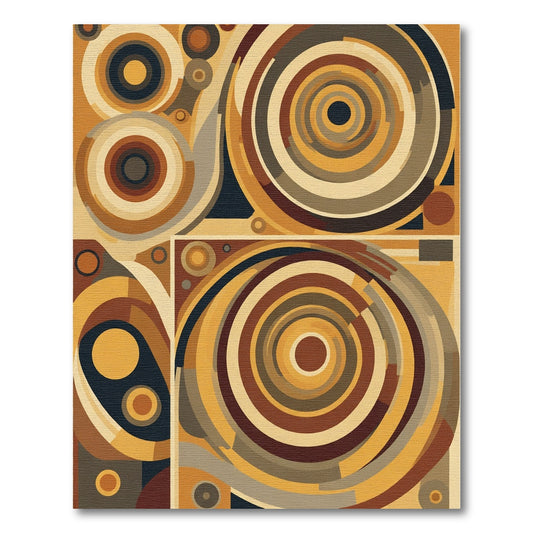 Earthy Ochre Abstract Concentric Circles Rug