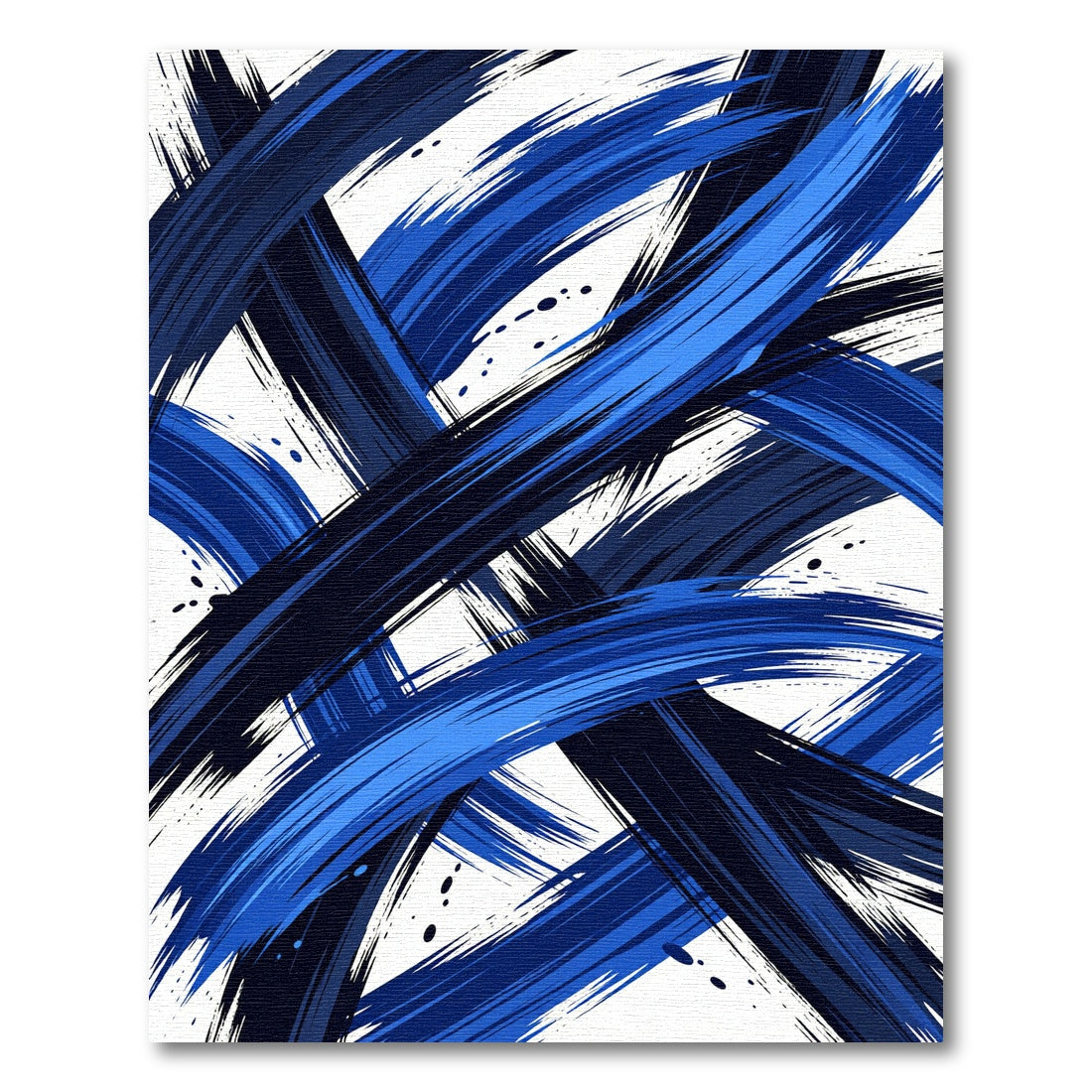 Abstract Navy and Azure Stroke Rug