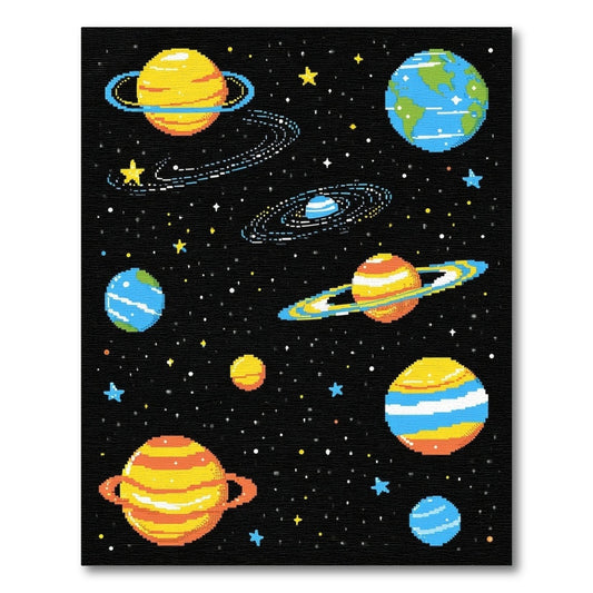 Pixelated Cosmic Planets Stars Rug 2