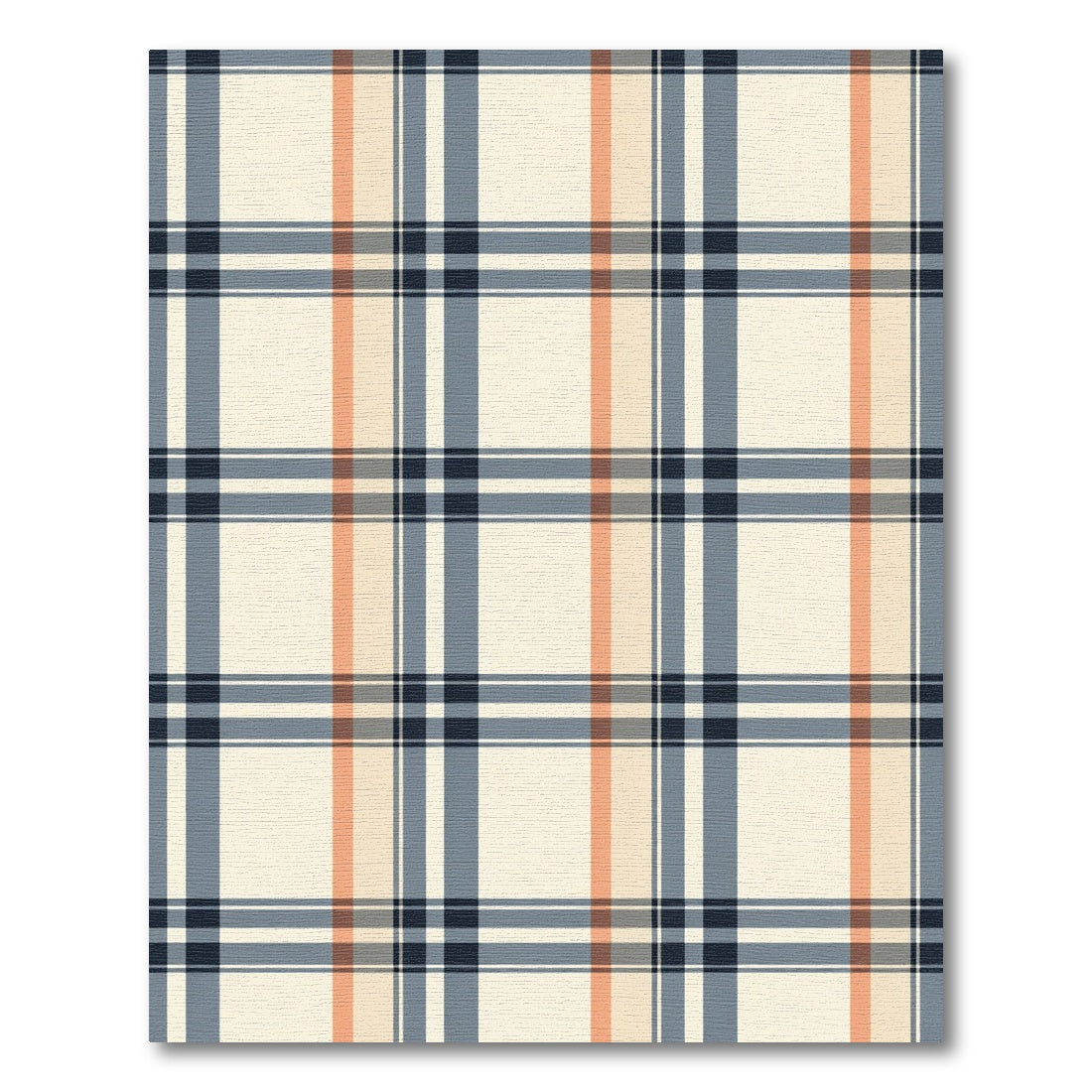 Cream Blue Coral Plaid Lines Rug
