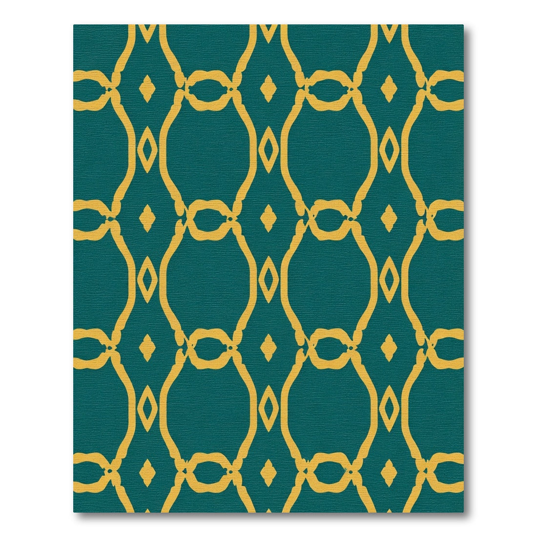Teal and Gold Lattice GeometricRug Rug