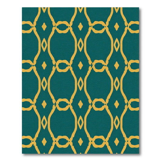 Teal and Gold Lattice GeometricRug Rug