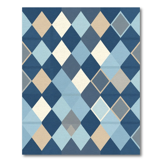 Navy Blue Diamond Mosaic Rug