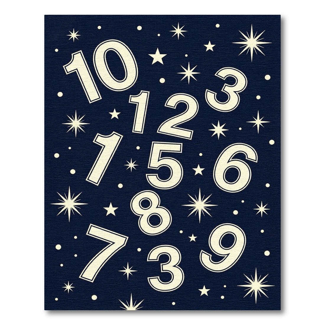 Midnight Blue Celestial Number Constellation Rug