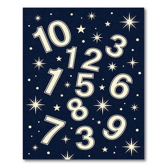Midnight Blue Celestial Number Constellation Rug