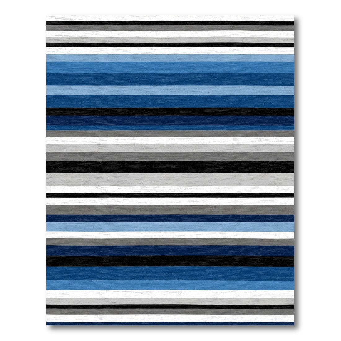 Modern Blue Grayscale Striped Rug
