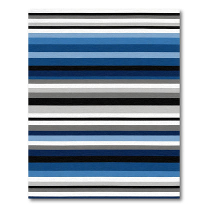 Modern Blue Grayscale Striped Rug