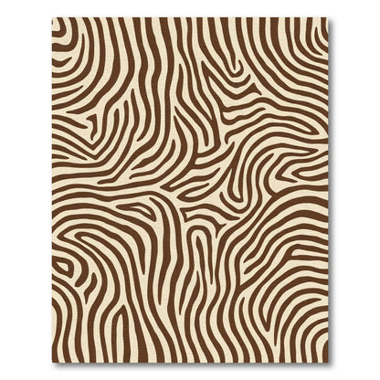 Brown Cream Zebra Stripe Textured Rug