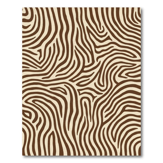 Brown Cream Zebra Stripe Textured Rug