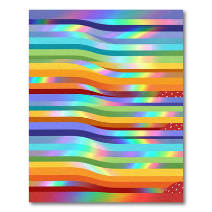 Rainbow Iridescent Wave Stripe Rug
