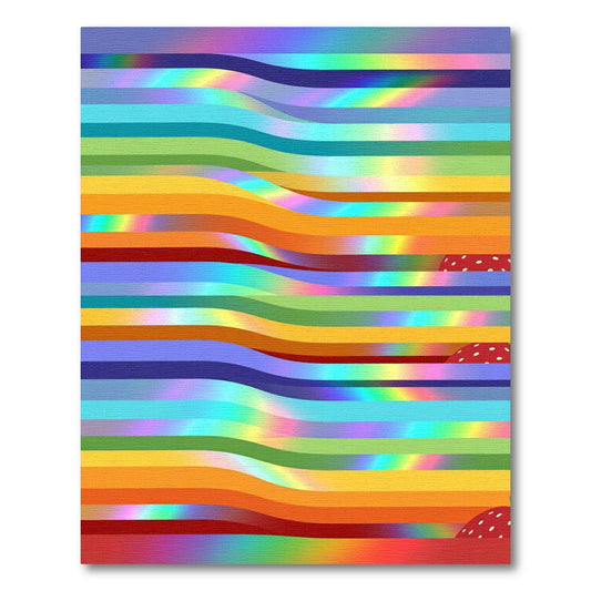 Rainbow Iridescent Wave Stripe Rug