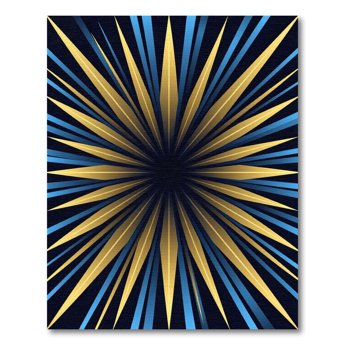 Golden Sunburst Geometric Ray Art Rug
