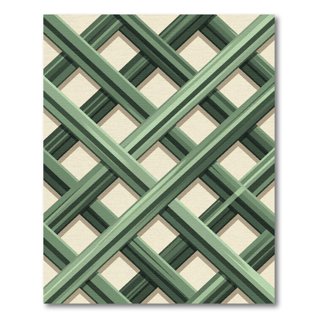Sage Green Intersecting Diagonal Lattice Rug