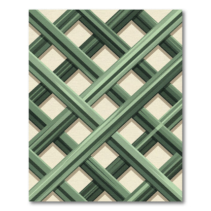 Sage Green Intersecting Diagonal Lattice Rug