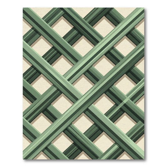 Sage Green Intersecting Diagonal Lattice Rug