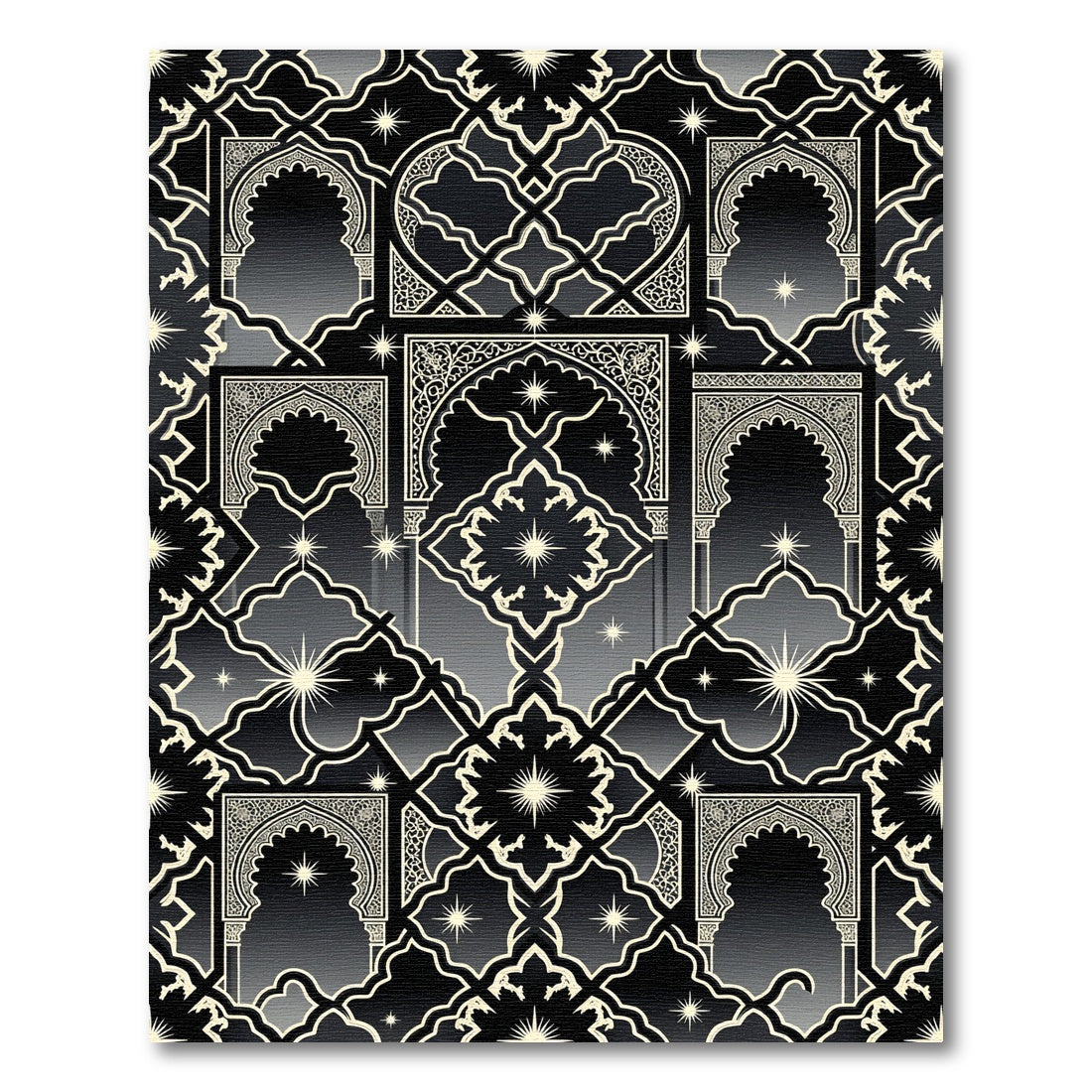 Celestial Black Arch Geometric Star Medallion Rug