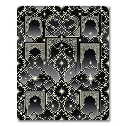 Celestial Black Arch Geometric Star Medallion Rug