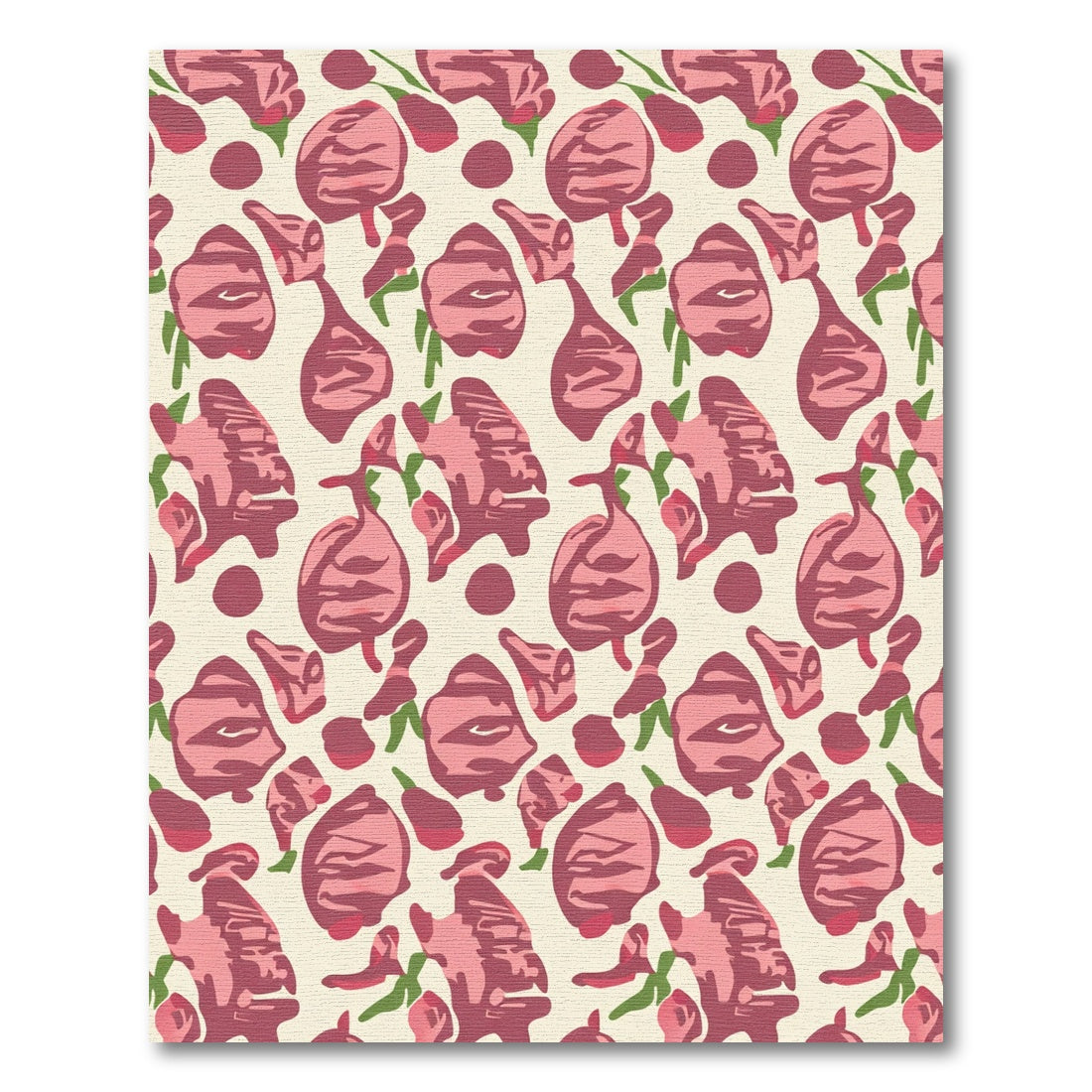 Pink Rose Vine Repeating Pattern Rug