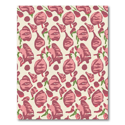 Pink Rose Vine Repeating Pattern Rug