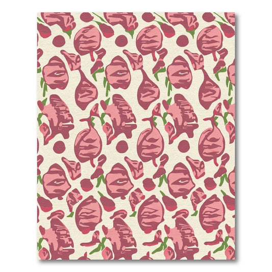 Pink Rose Vine Repeating Pattern Rug