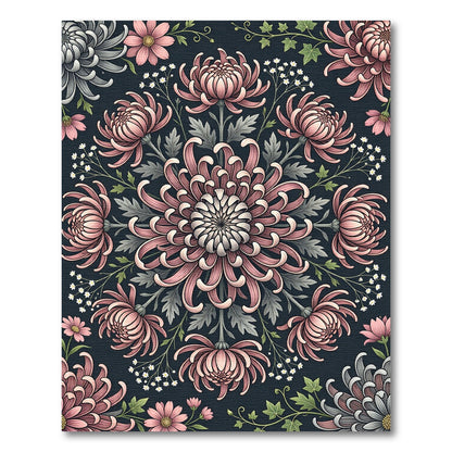 Blush Pink Chrysanthemum Floral Mandala Rug