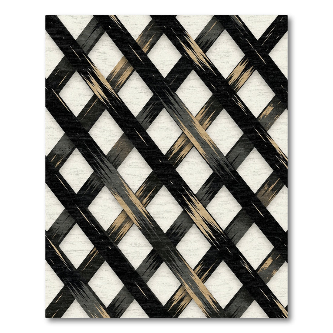 Modern Black and Gold Woven Plaid Rug