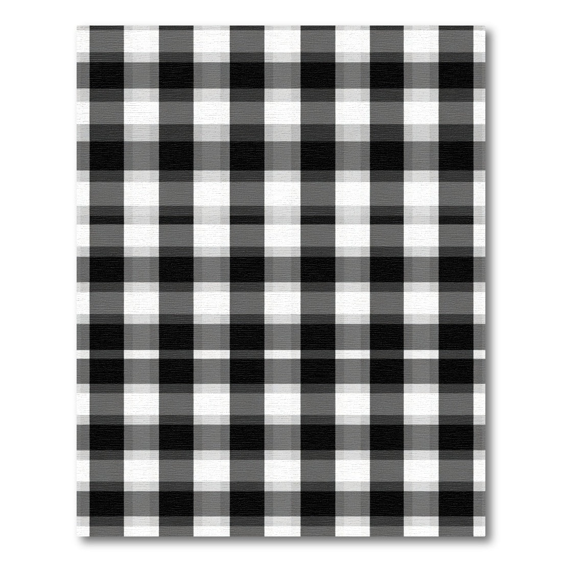 Rustic Black White Plaid Squares Rug