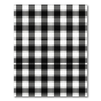 Rustic Black White Plaid Squares Rug