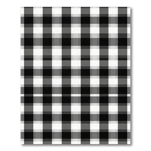 Rustic Black White Plaid Squares Rug