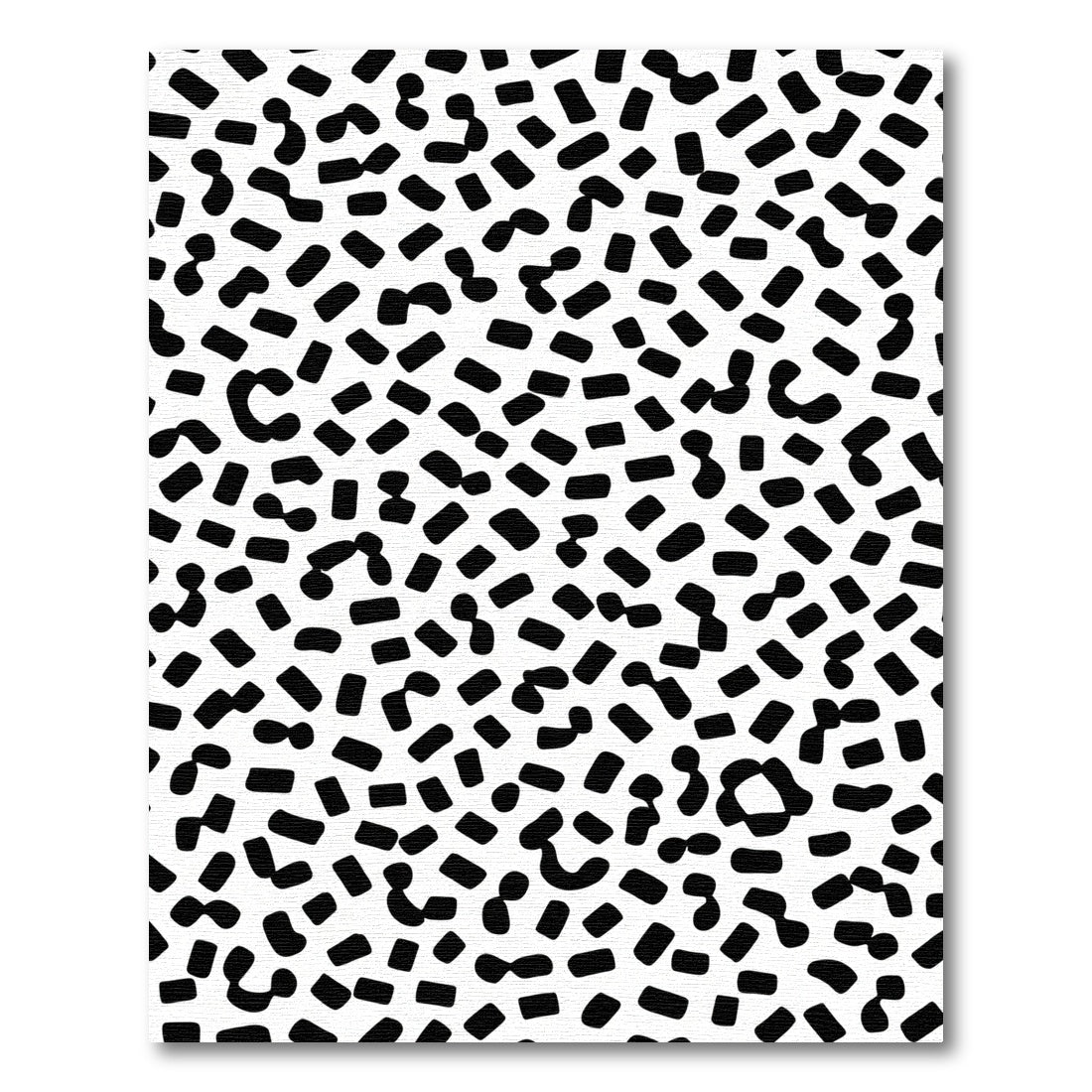 Abstract Black White Scattered Shapes Rug