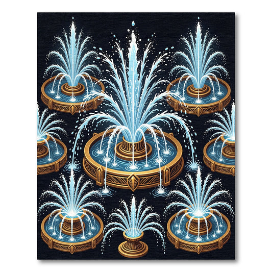 Elegant Golden Fountain Aquamarine Tile Rug