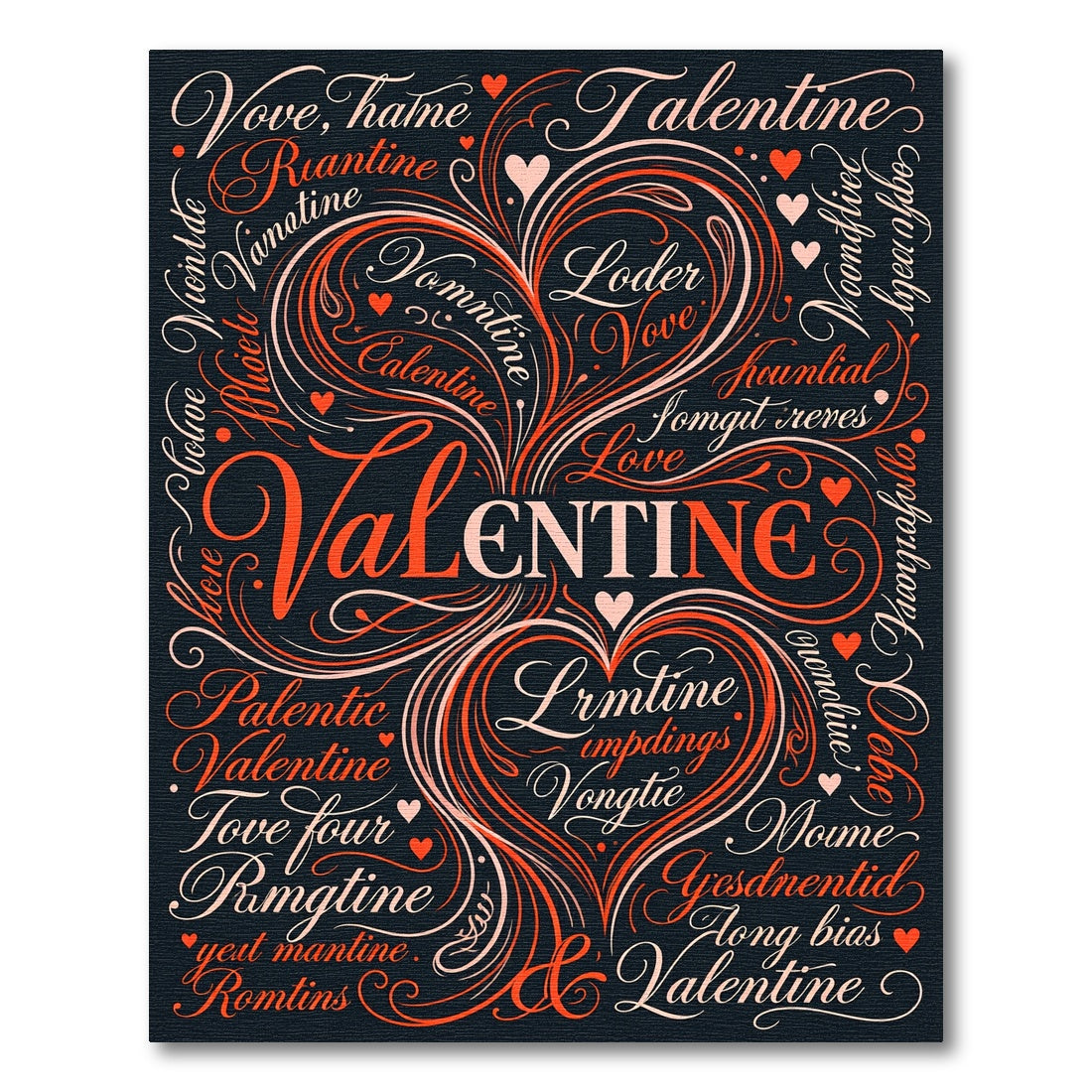 Amorous Valentine Script Hearts Swirl Rug