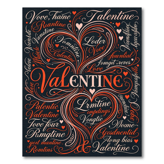 Amorous Valentine Script Hearts Swirl Rug