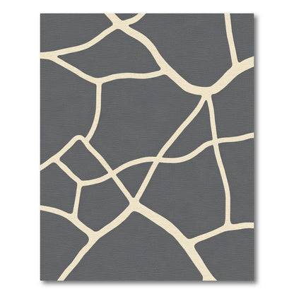Cream Lines Dark Gray Abstract Rug