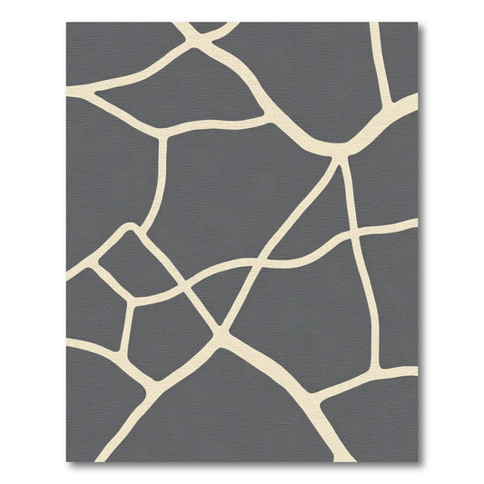 Cream Lines Dark Gray Abstract Rug