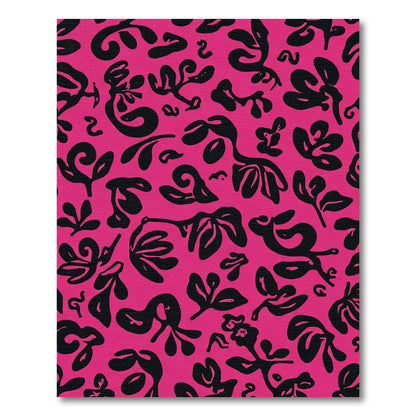 Hot Pink Black Abstract Botanicals Rug