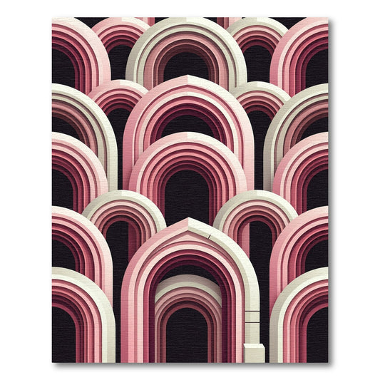 Pink Layered Archway Composition Rug